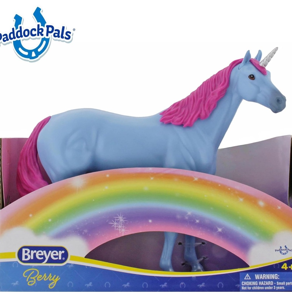 NWT Blue Breyer Unicorn Berry Rainbow Box Horse Pony Hot Pink Mane Silver Horn